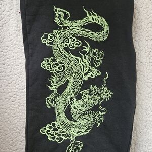 PacSun Black Sweatpants with Green Dragon Design